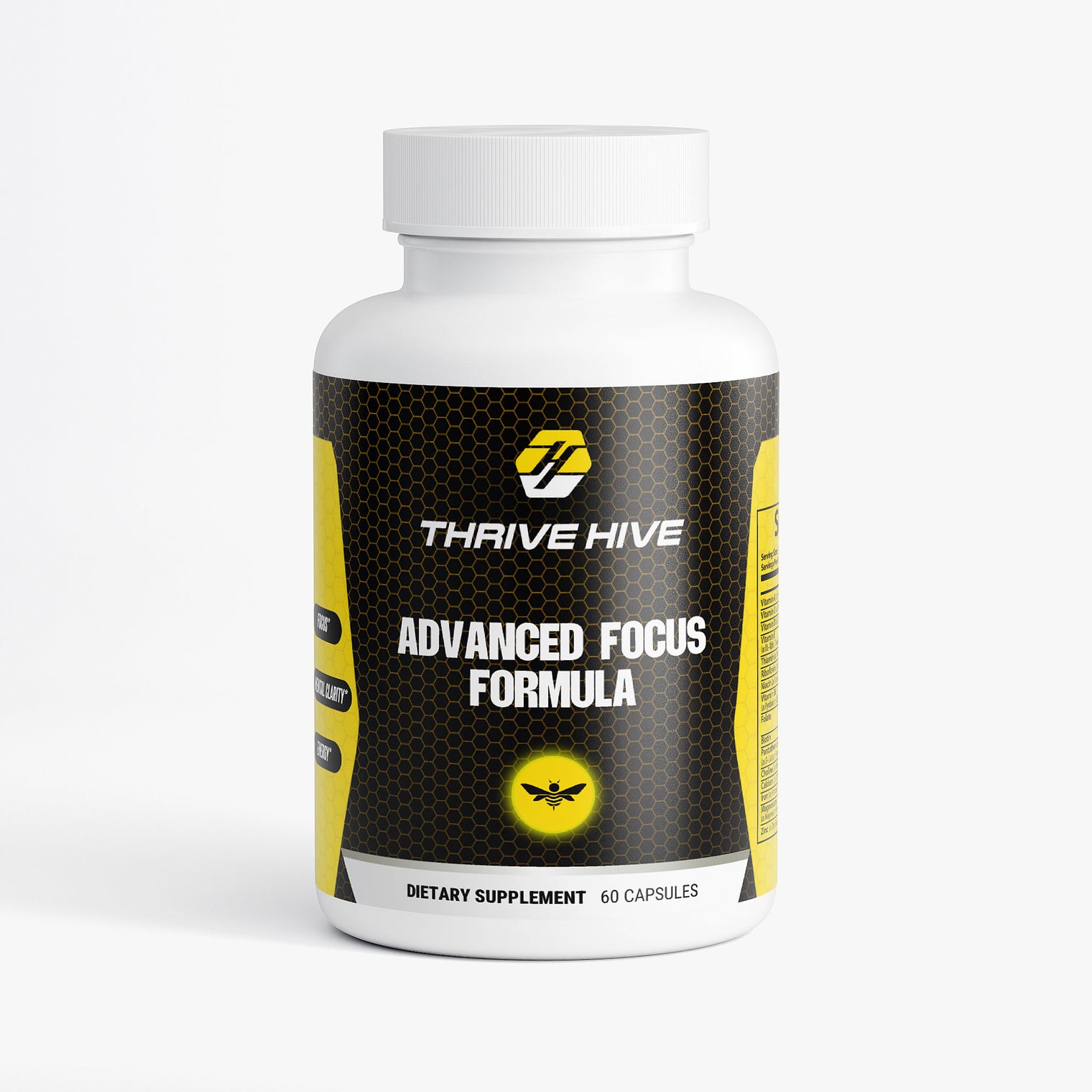 Thrive Hive Advanced Focus Formula bottle, a nootropic supplement for brain support.