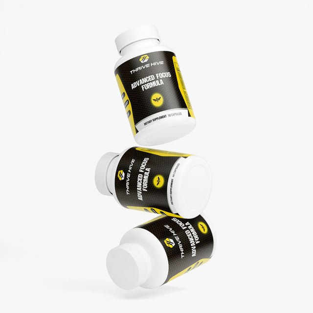 Thrive Hive Advanced Focus Formula bottle, a nootropic supplement for brain support.