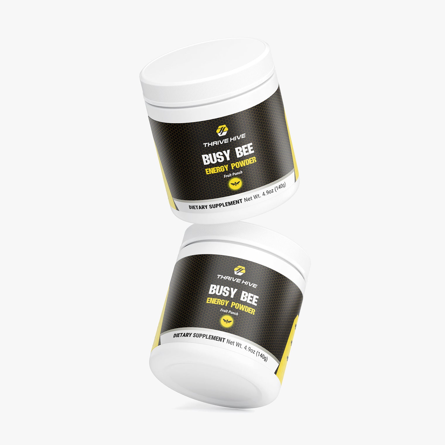 Thrive Hive Busy Bee Energy Powder jar in Fruit Punch flavor for sustained focus.