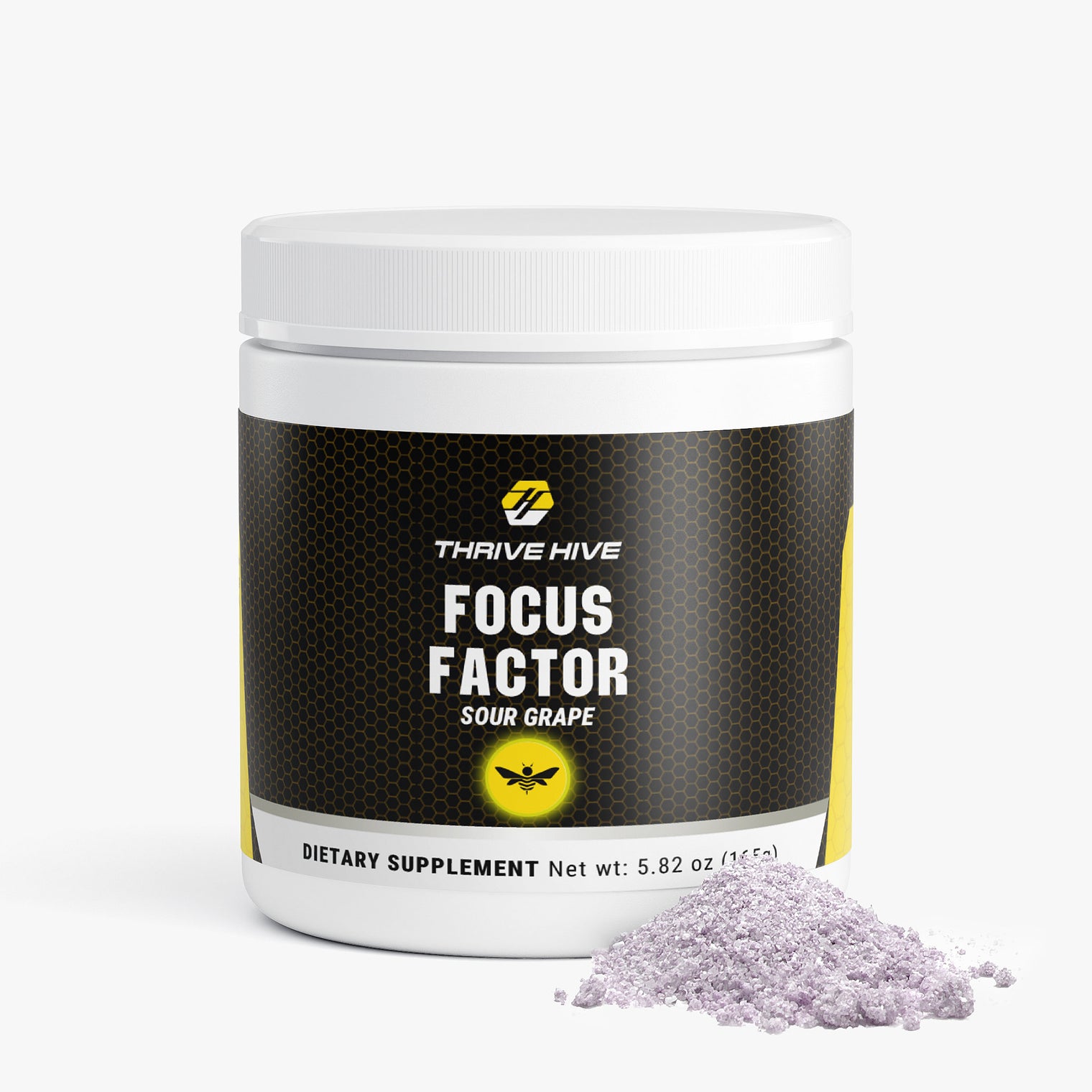Thrive Hive Focus Factor jar, a cognitive support supplement for mental clarity.