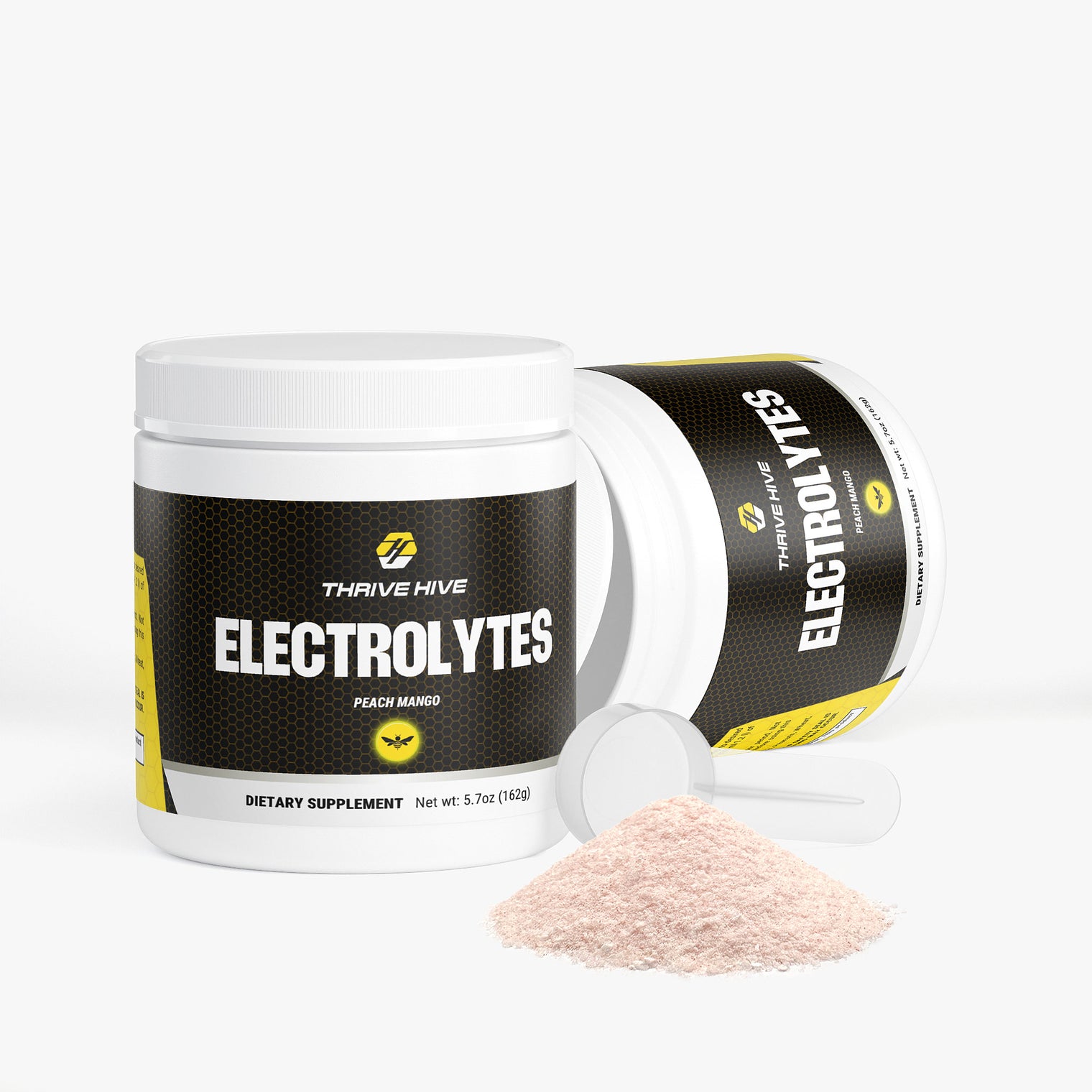 A scoop of Thrive Hive's electrolyte powder, providing essential nutrients for athletes and professionals.