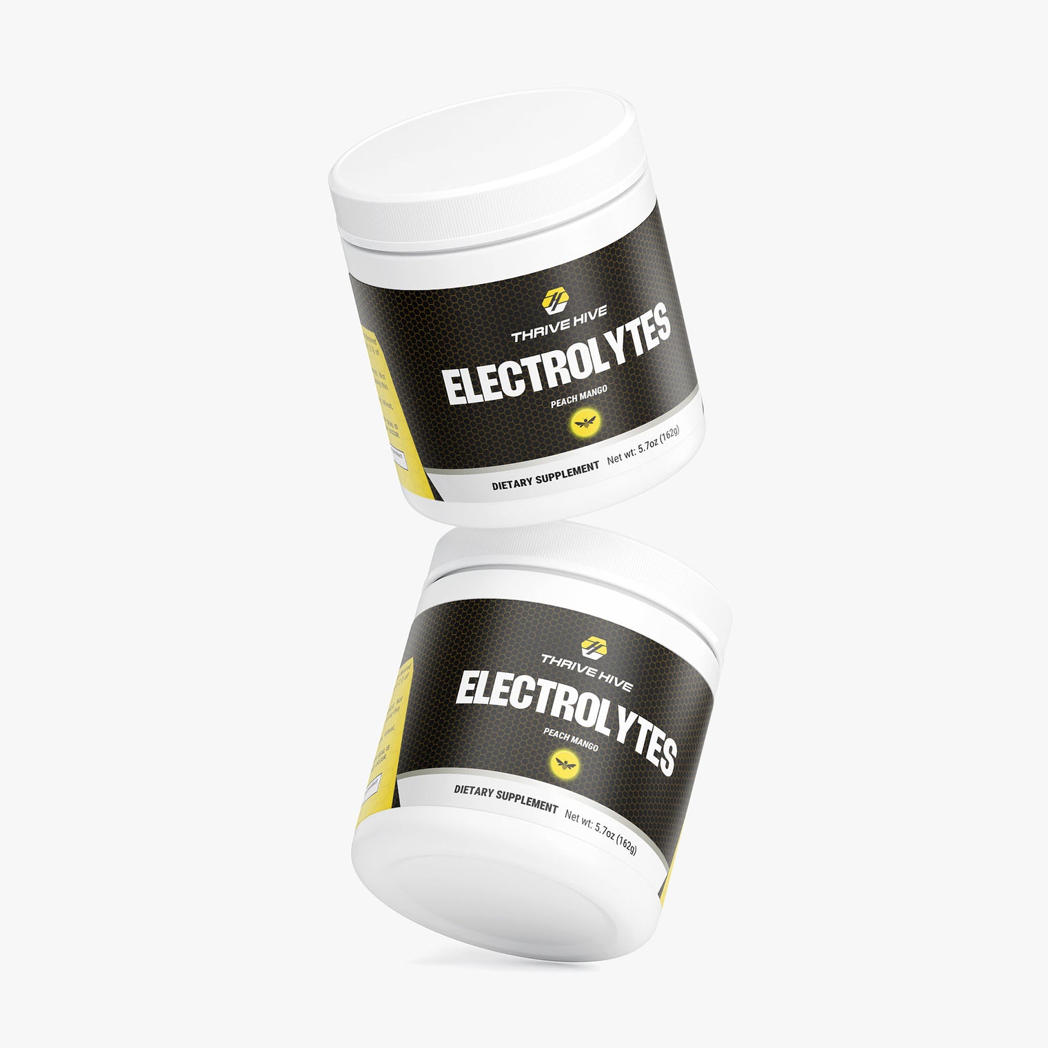 Thrive Hive Peach Mango Electrolytes jar, a keto-friendly electrolyte powder for all-day consumption.