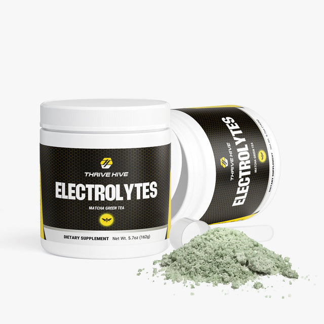 A scoop of Thrive Hive's electrolyte powder, providing essential nutrients for athletes and professionals.