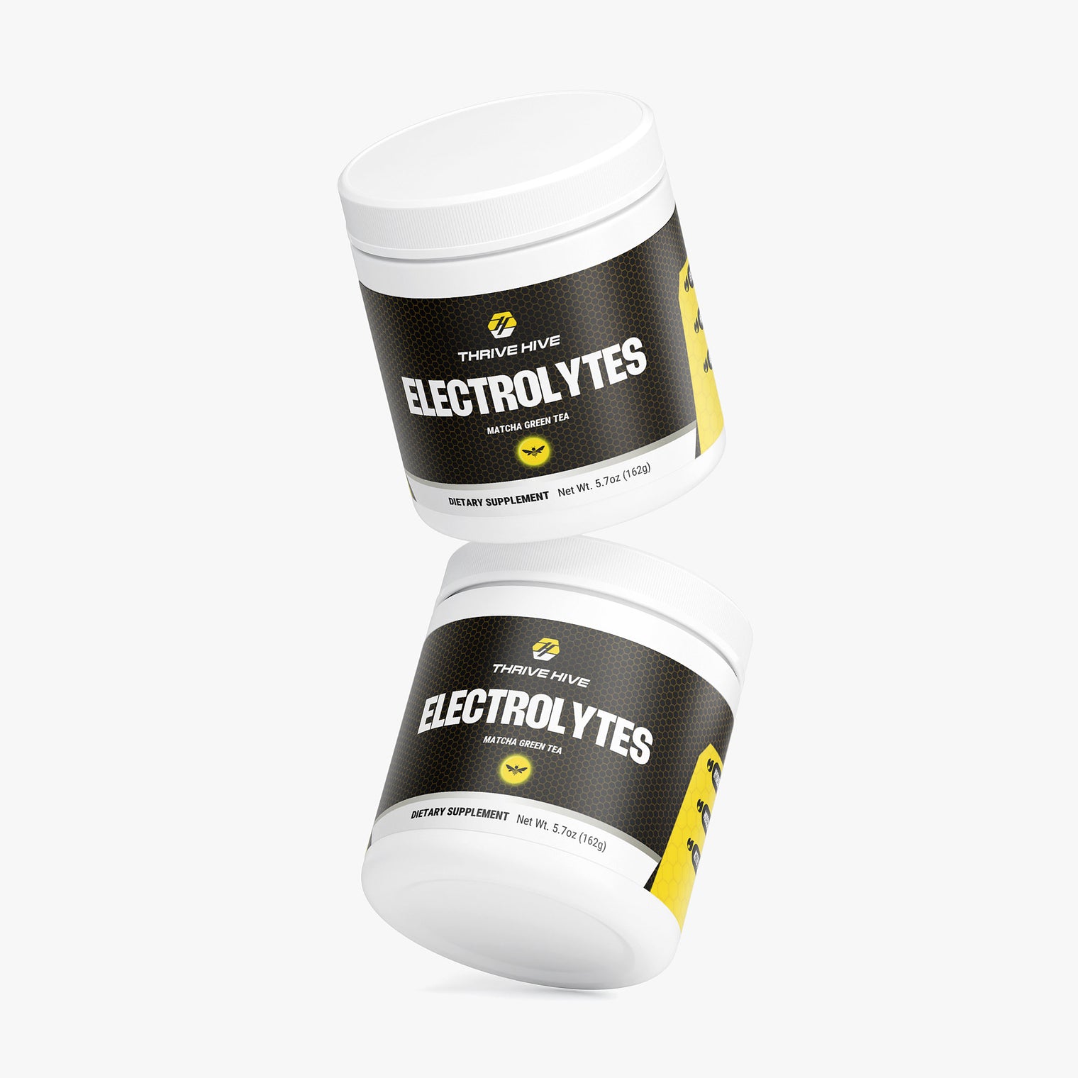 Thrive Hive Match Green Tea Electrolytes jar, a keto-friendly electrolyte powder for all-day consumption.