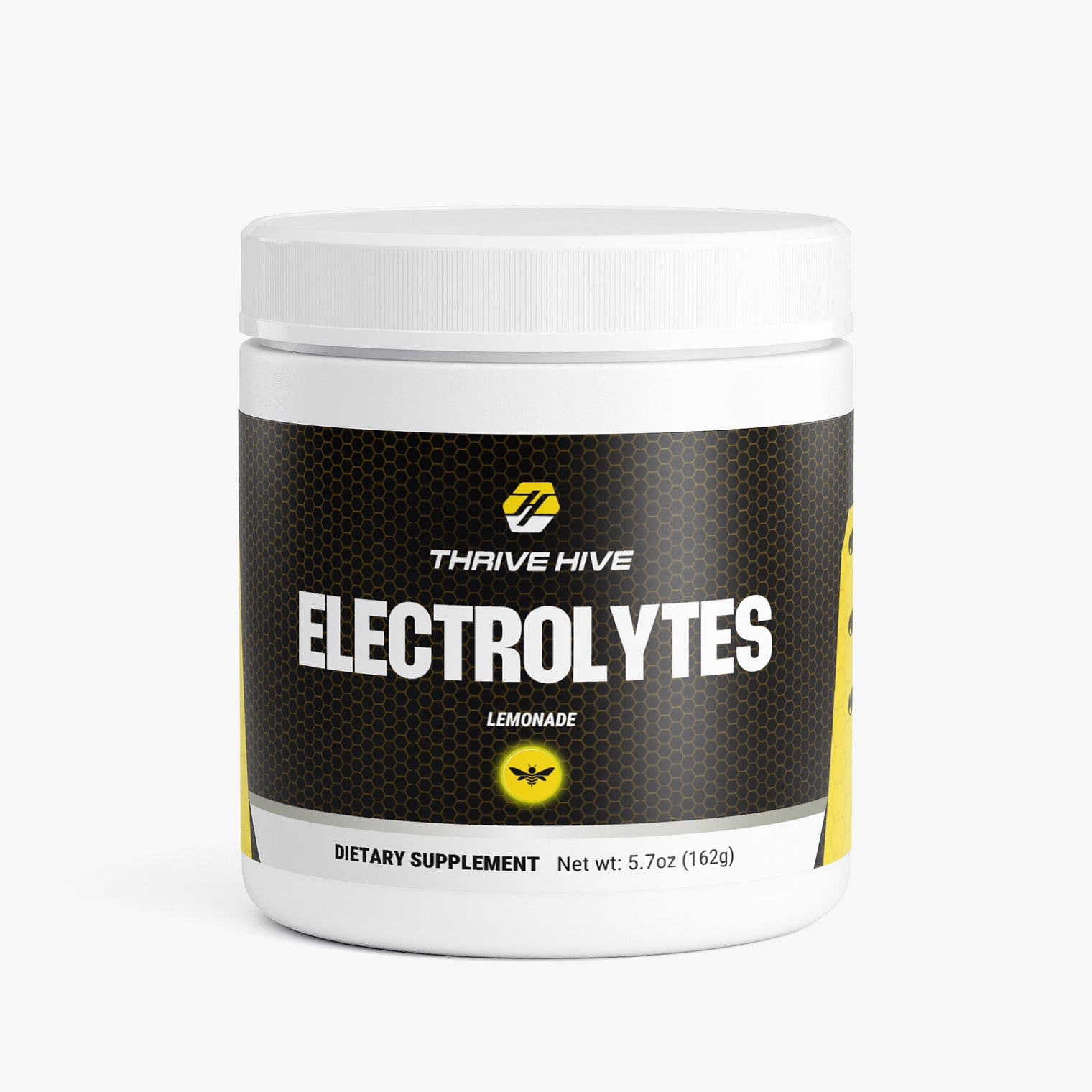 Thrive Hive Lemonade Electrolytes jar, a keto-friendly electrolyte powder for all-day consumption.
