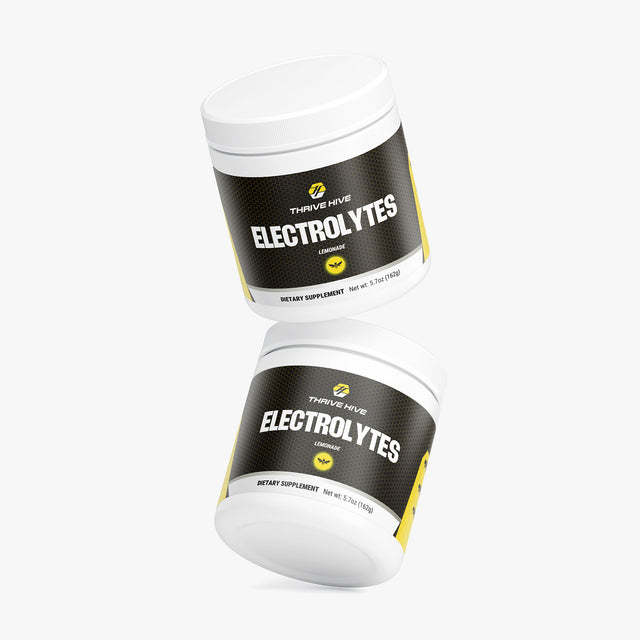 Thrive Hive Lemonade Electrolytes jar, a keto-friendly electrolyte powder for all-day consumption.