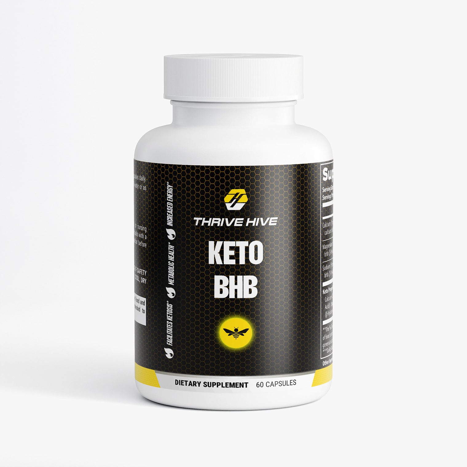Thrive Hive Keto BHB supplement bottle, a keto diet aid for weight loss and energy.