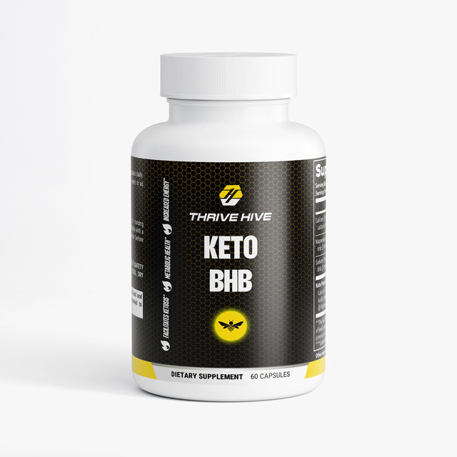 Thrive Hive Keto BHB supplement bottle, a keto diet aid for weight loss and energy.