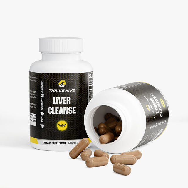 Close-up of a Thrive Hive Liver Cleanse capsule, a detox supplement for enhanced liver function.