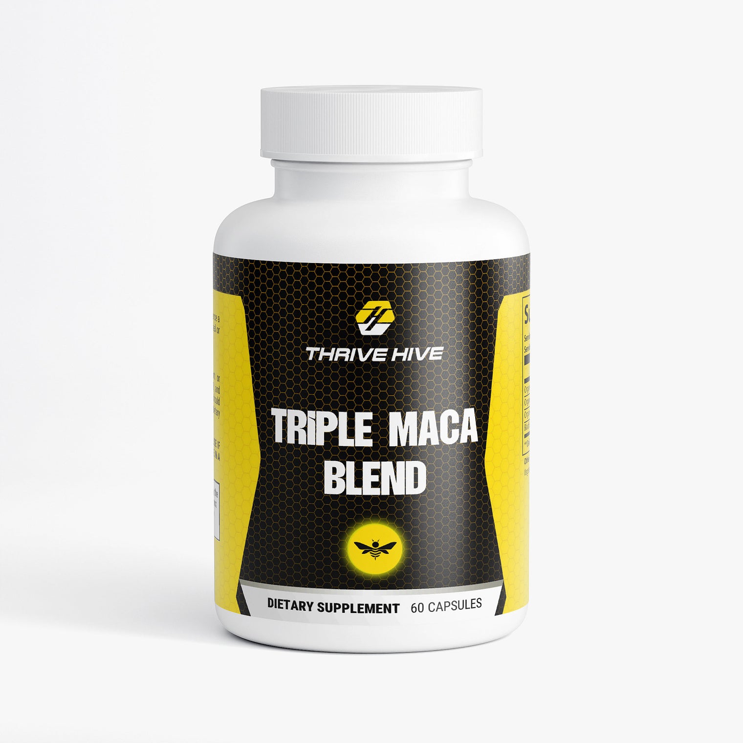 Thrive Hive Triple Maca Blend bottle, a maca supplement for energy and vitality.