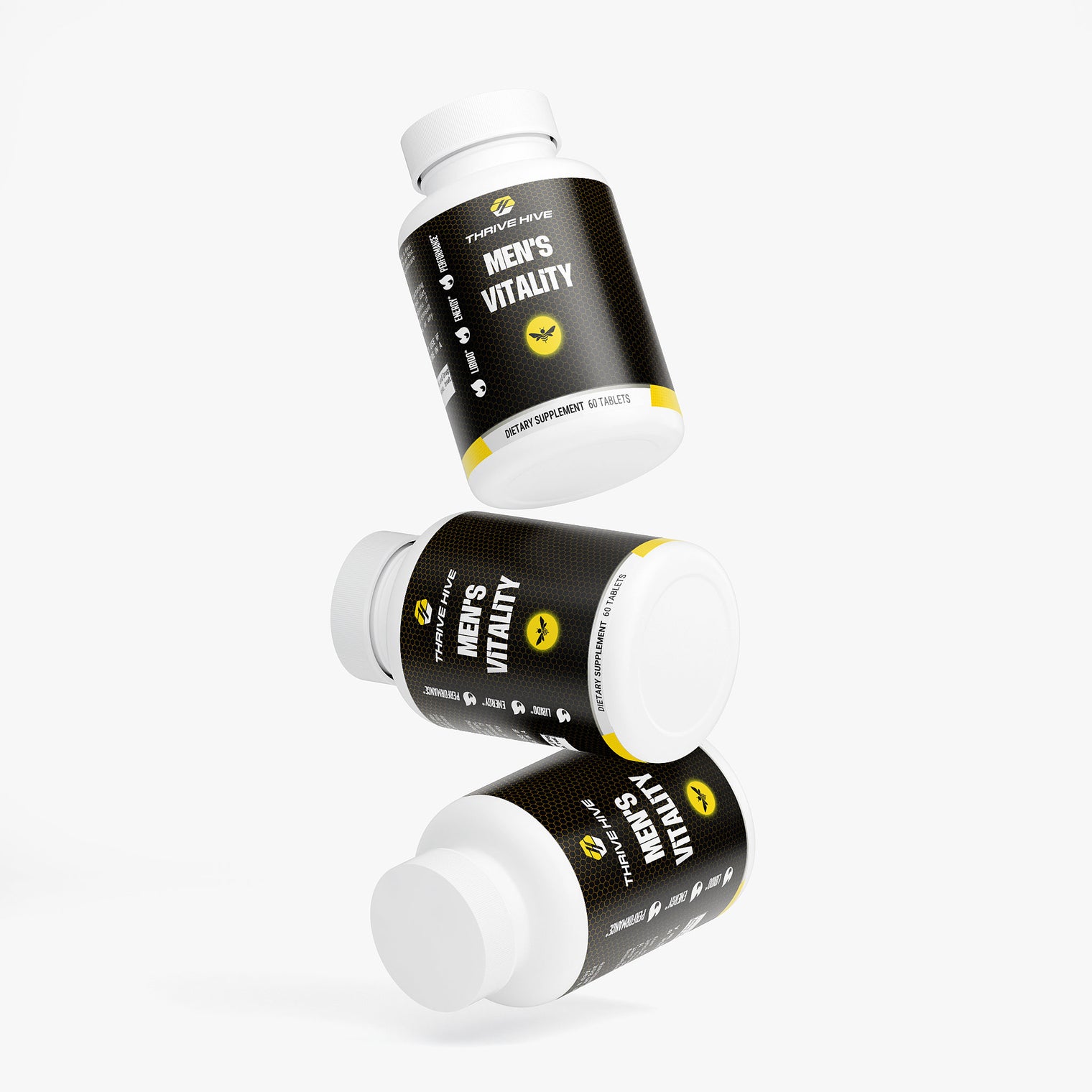 Thrive Hive Men's Vitality bottle, a natural supplement for male sexual health and vigor.