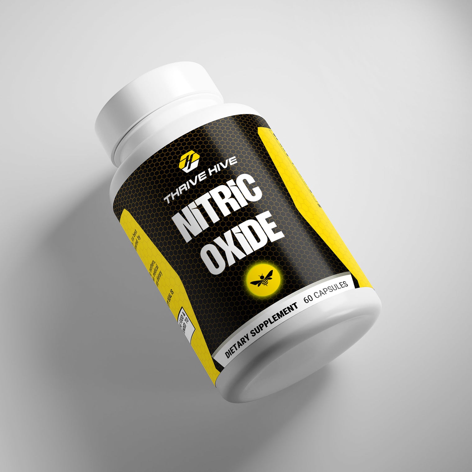 Thrive Hive Nitric Oxide capsules bottle, a supplement for healthy blood flow.