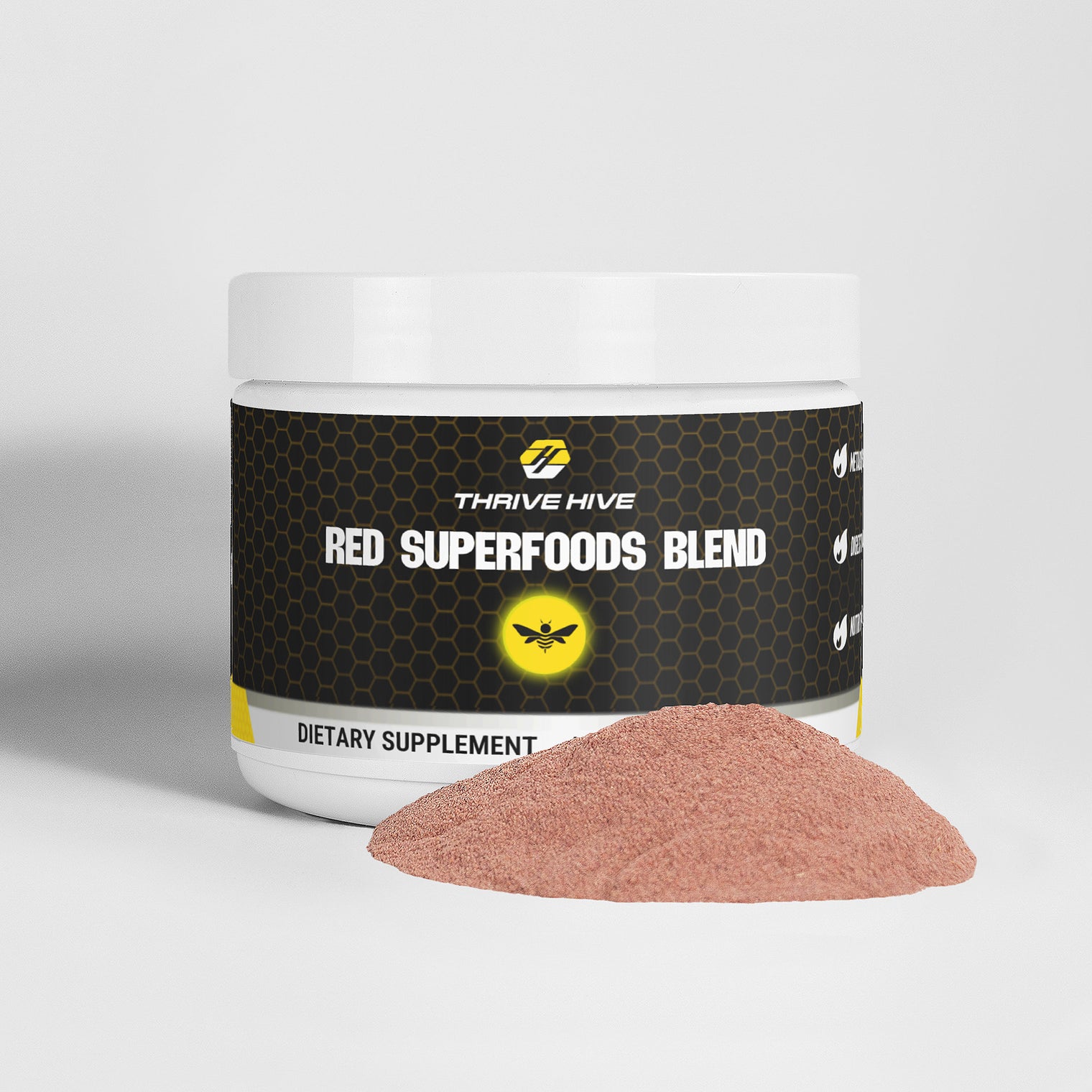 Thrive Hive Red Superfoods Blend container, a reds powder for daily wellness.