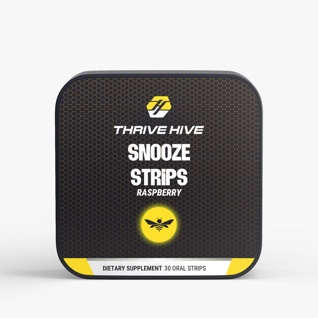 Thrive Hive's Snooze Strips box, a non-addictive sleep aid.
