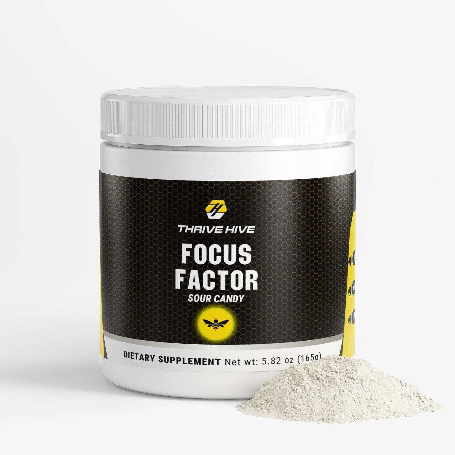 Thrive Hive Focus Factor jar, a cognitive support supplement for mental clarity.