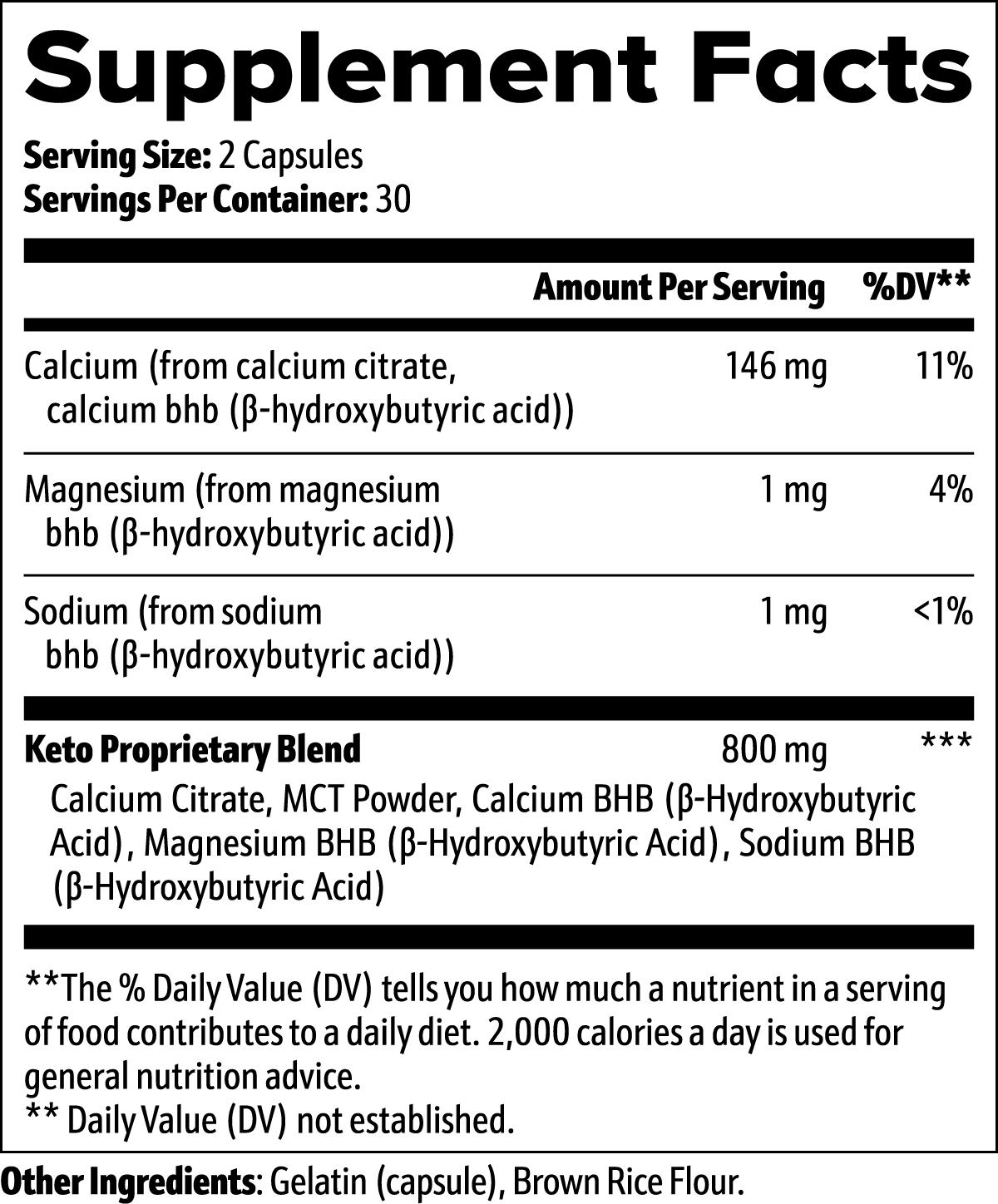 Label of Thrive Hive Keto BHB showing ingredients like Calcium BHB, Magnesium BHB, and Sodium BHB.
