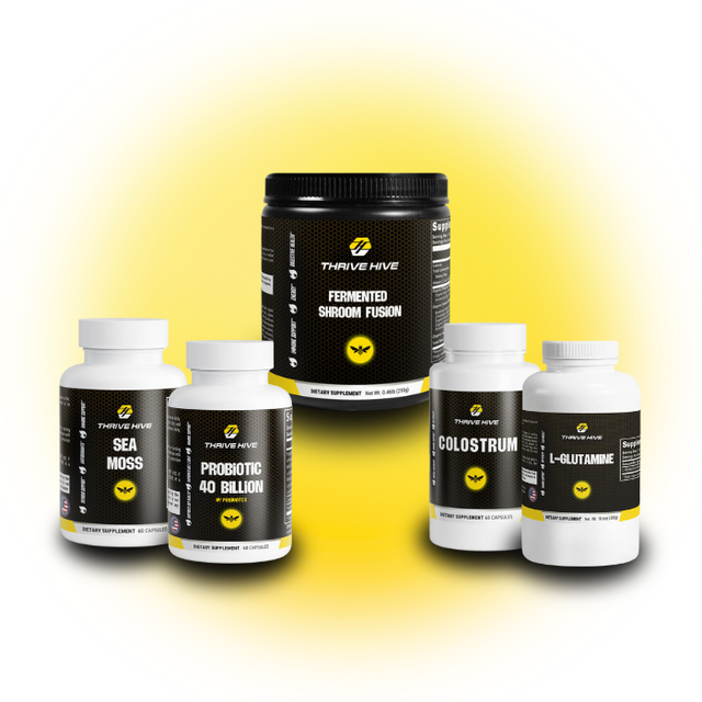 Thrive Hive Immunity Stack, a bundle of supplements for immune system and gut health support.