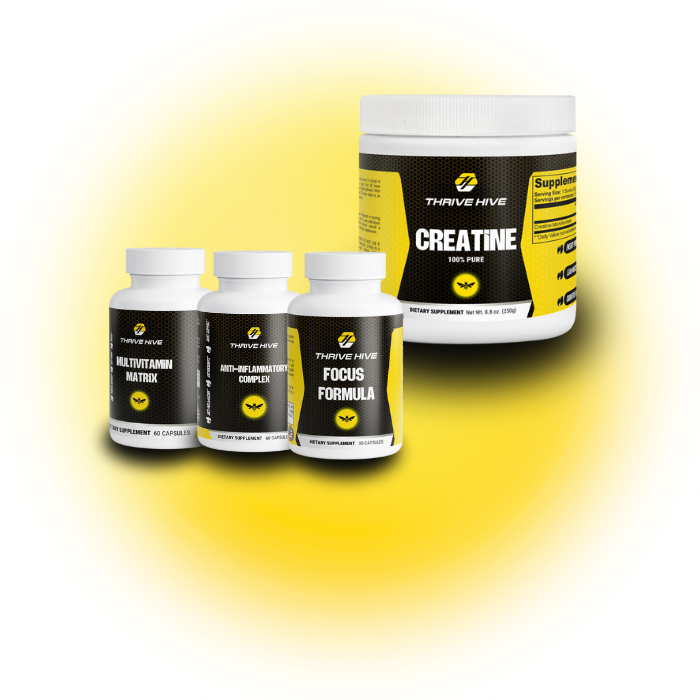 Thrive Hive Senior Stack, a bundle of supplements for healthy aging, brain function, and muscle preservation.