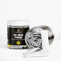 Thrive Hive Bee Bread Powder box with 30 sachets, a smoothie additive for natural energy and immunity.