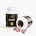Close-up of a Thrive Hive Beetroot capsule, containing organic beetroot powder for enhanced circulation.