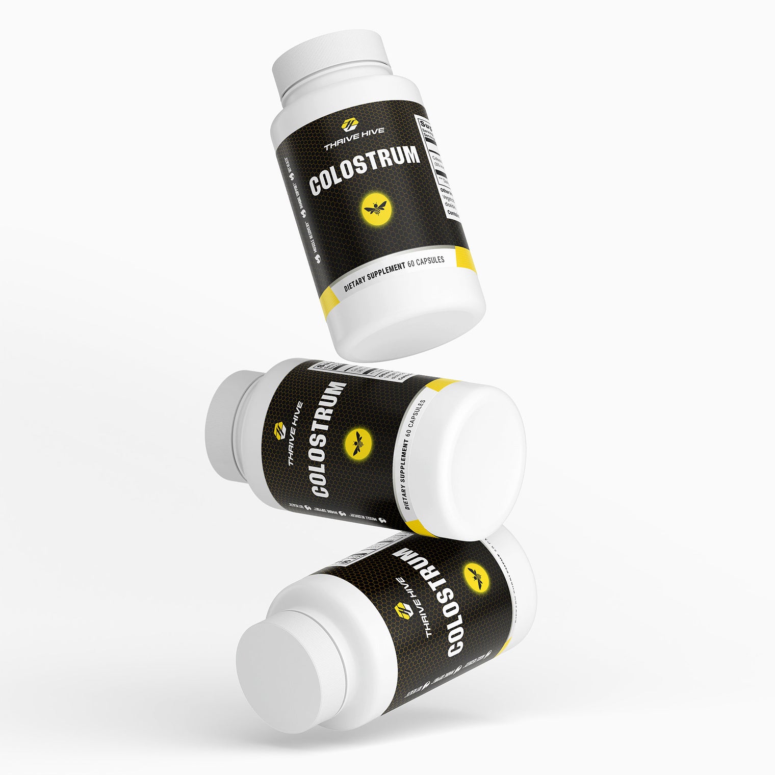 Thrive Hive Colostrum Capsules 500mg bottle for immune and gut support.