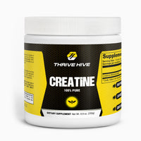 Thrive Hive Creatine powder container, an unflavored supplement for muscle growth.