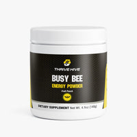 Thrive Hive Busy Bee Energy Powder jar in Fruit Punch flavor for sustained focus.