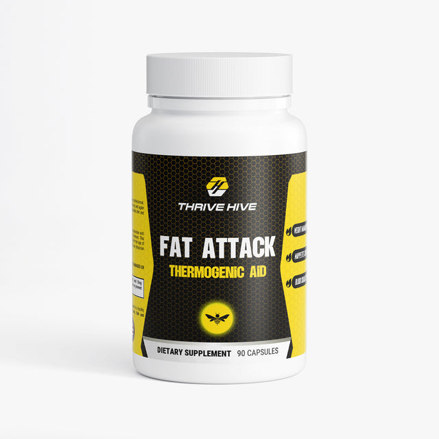 Thrive Hive Fat Attack Thermogenic Aid bottle, a weight loss supplement with MCT.