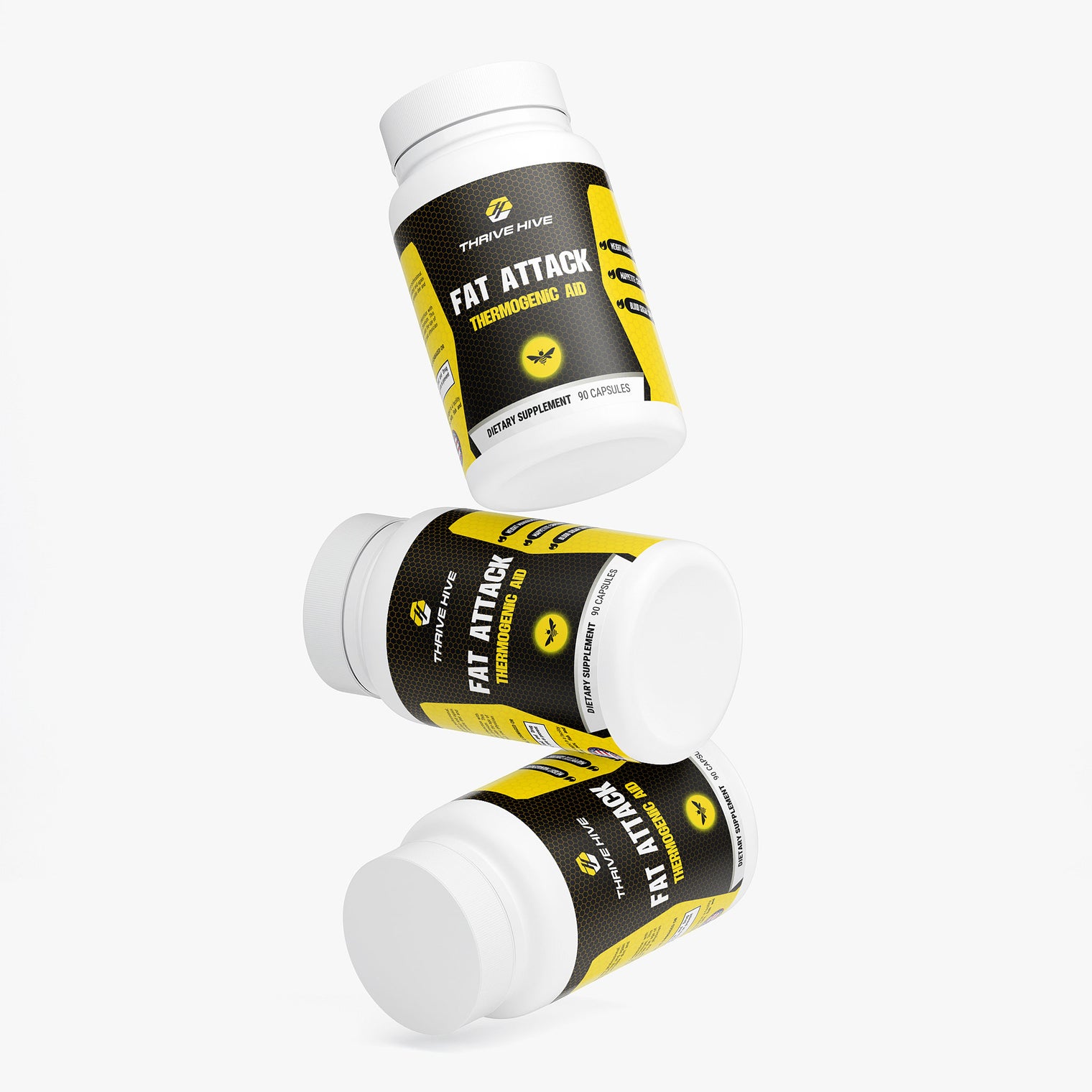 Thrive Hive Fat Attack Thermogenic Aid bottle, a weight loss supplement with MCT.