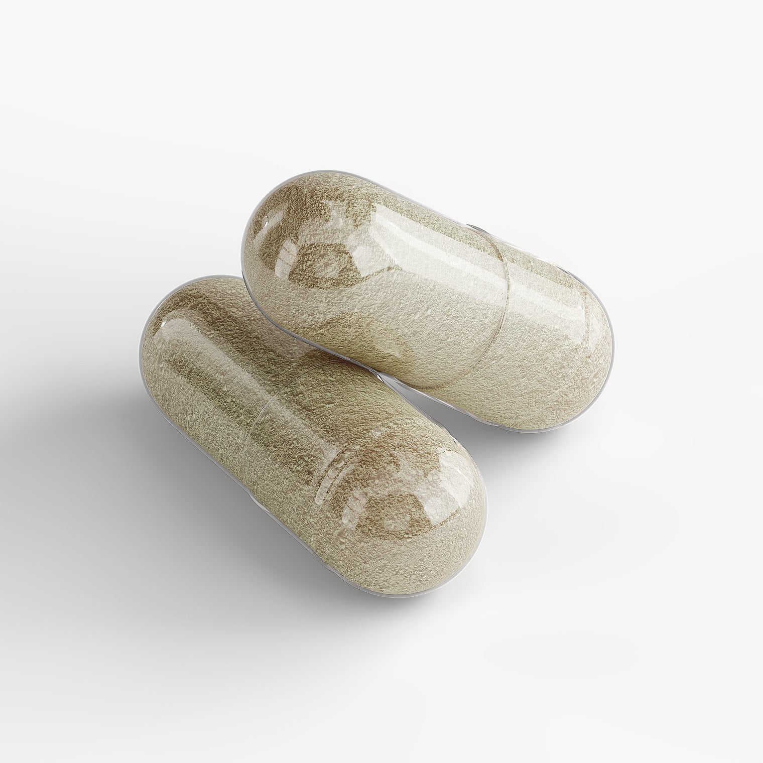Close-up of a Thrive Hive Women's Essentials capsule, a blend of vitamins and herbs for women's health.