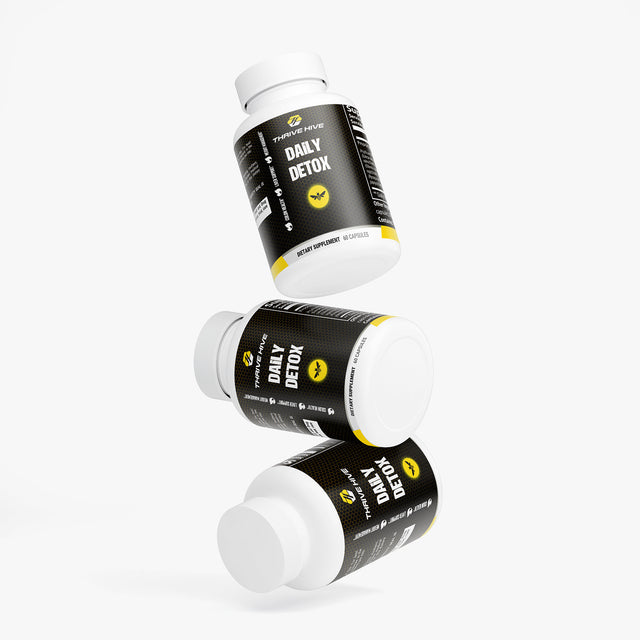 Thrive Hive Daily Detox capsules bottle, a supplement for body cleansing and digestive health.