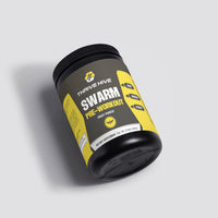Thrive Hive SWARM Pre-Workout Powder jar, a supplement for boosting energy and strength.