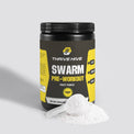 A scoop of Thrive Hive's Fruit Punch Pre-Workout Powder for enhanced endurance.