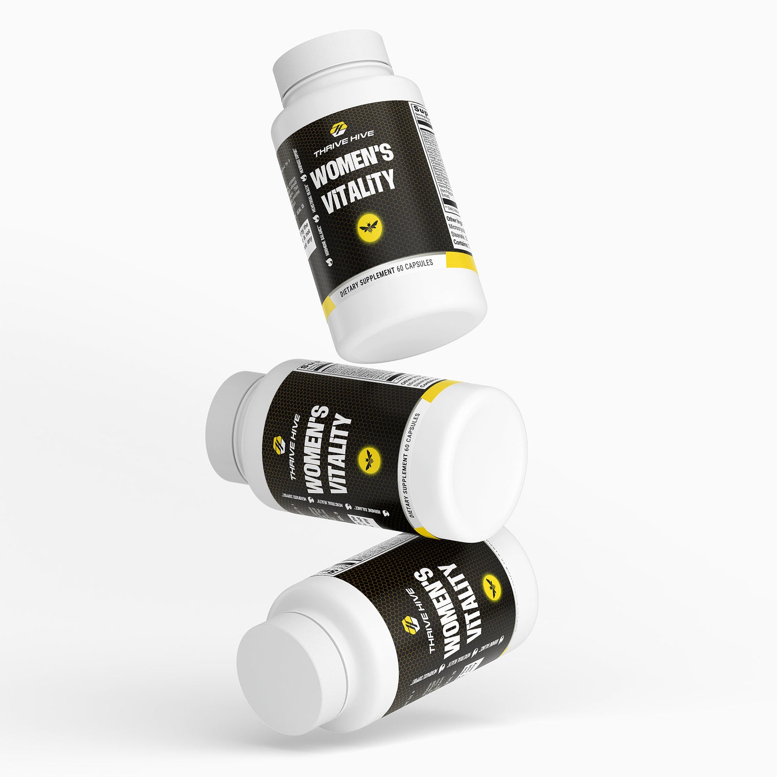 Thrive Hive Women's Vitality bottle, a supplement for hormonal balance and female wellness.