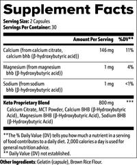Label of Thrive Hive Keto BHB showing ingredients like Calcium BHB, Magnesium BHB, and Sodium BHB.