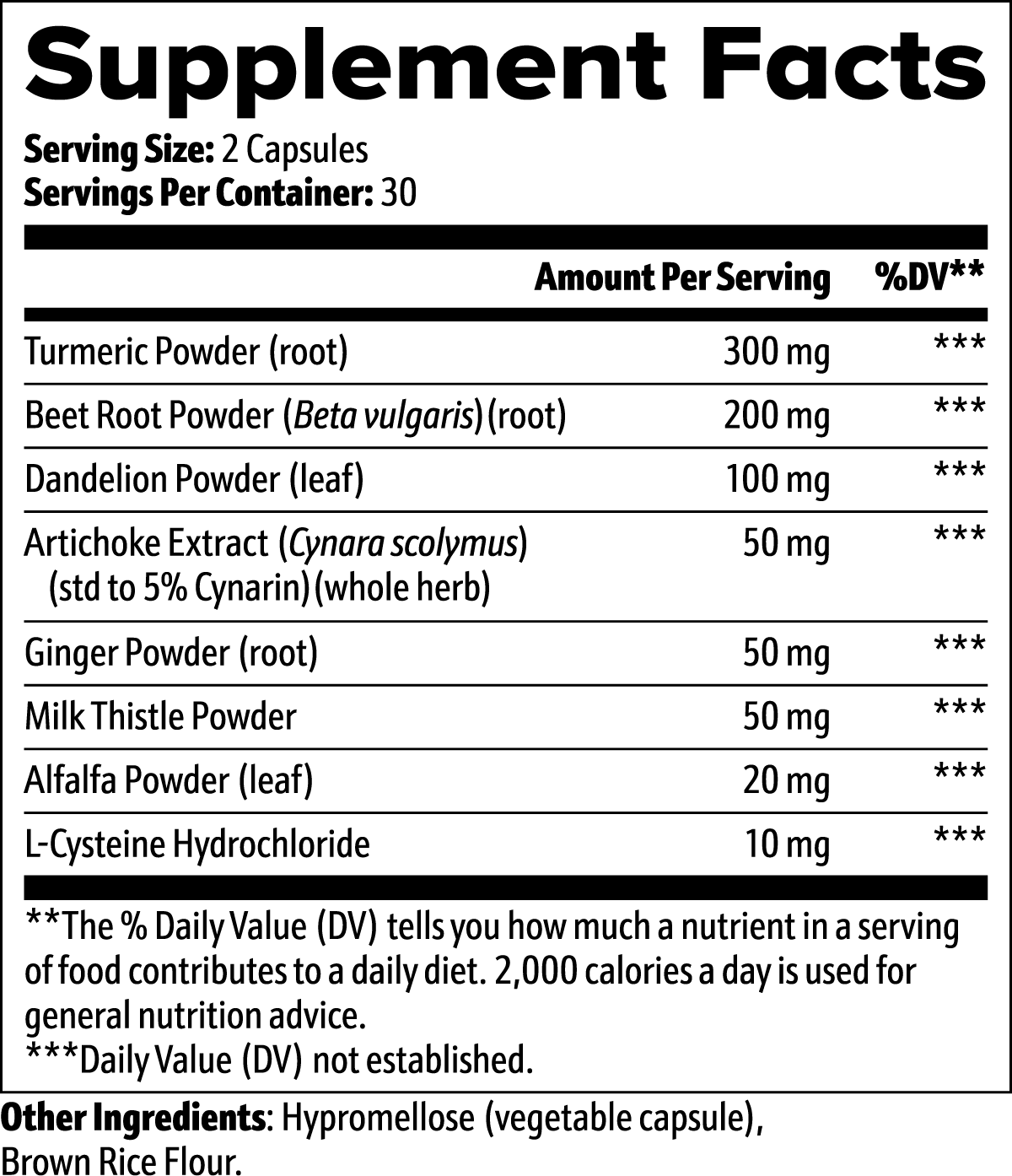 Label of Thrive Hive Liver Cleanse showing ingredients including Milk Thistle, Turmeric, and Beet Root.