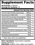 Label of Thrive Hive Anti-Inflammatory Complex showing ingredients like Turmeric, Glucosamine, and Boswellia.