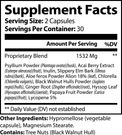 Label of Thrive Hive Daily Detox showing a proprietary blend of Psyllium Powder, Acai Berry, and Chlorella.