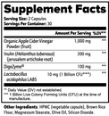 Label of Thrive Hive Gut Check showing ingredients including Apple Cider Vinegar, Inulin, and Lactobacillus acidophilus.