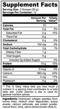 Label of Thrive Hive Hydrolyzed Grass Fed Collagen Creamer showing ingredients like collagen peptides and MCT powder.
