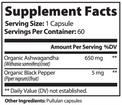 Label of Thrive Hive Ashwagandha showing organic ingredients for stress and mood support.