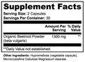Label of Thrive Hive Beetroot showing the primary ingredient: organic beetroot powder.