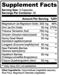 Label of Thrive Hive Alpha Male showing ingredients like Tribulus Terrestris, Zinc, and Horny Goat Weed.