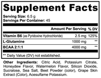 Label of Thrive Hive BCAA showing ingredients including L-Glutamine and the 2:1:1 ratio.