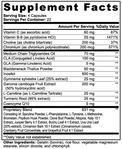 Label of Thrive Hive Fat Attack Thermogenic Aid showing ingredients like CLA, L-Carnitine, and Bladderwrack.