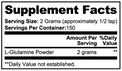 Label of Thrive Hive L-Glutamine showing the ingredients and suggested use for athletic performance.