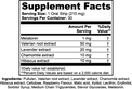Label of the Thrive Hive's Snooze Strips package showing ingredients like Valerian, Lavender, and Melatonin.