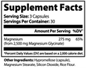 Label of Thrive Hive Magnesium Glycinate showing ingredients and suggested use for relaxation.